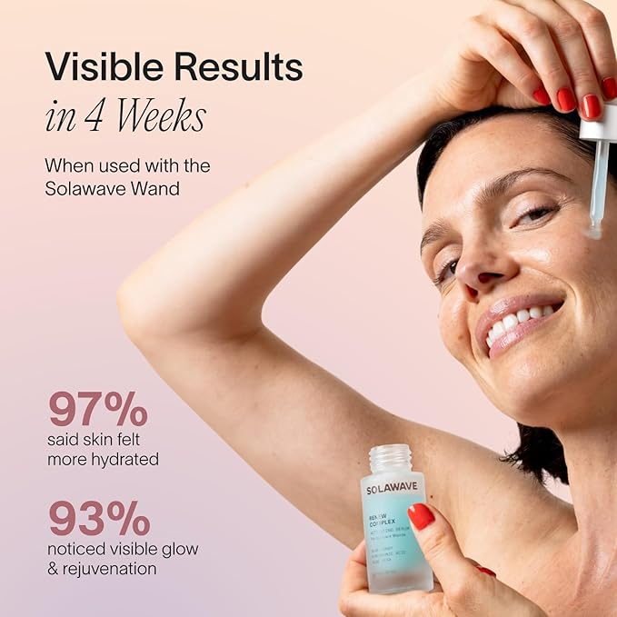 Solawave Renew Complex Red Light Therapy Activation Serum for Face & Neck | Pairs with LED Facial Wand Device | Hydrates & Plumps the Skin | Blue Tansy, Aloe Vera, Hyaluronic Acid (3 Pack - 1 Oz)
