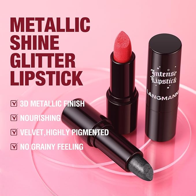 Jolilab Sparkling Lip Gloss Long Lasting Waterproof Moisturizer Lip Balm Glitter Shimmer Metallic, Diamond Shiny Bold Glow Goth Lipstick for Women Girls, Non-sticky (1, 05#)