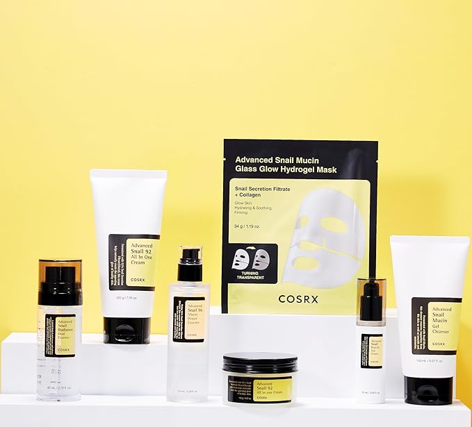 COSRX Advanced Snail Mucin Glass Glow Hydrogel Face Masks Skincare 3 EA, Collagen Face Mask, Travel Essentials, Overnight Face Mask, Korean Skin Care, Stocking Stuffers for Women