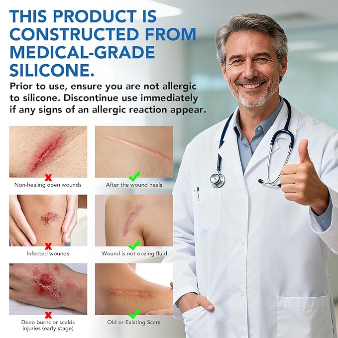 Silicone Scar Sheets, Silicone Scar Tape(1.6"x 60" Roll-1.5M) - Reusable, Soft & Medical Grade Adhesive Tape for Old & New Scars, C-Section, Surgery, Keloid & Acne Scars
