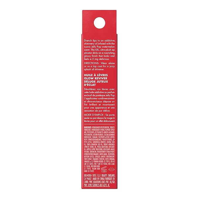 e.l.f. Jelly Pop Glow Reviver Lip Oil, Limited Edition Nourishing Formula Creates A Sheer, Ultra-Glossy Finish, Non-Sticky Feel, Vegan & Cruelty-Free