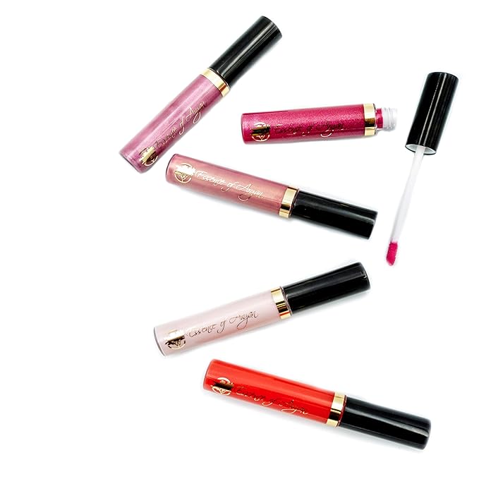 Essence Of Argan Cheery Rose Lip Gloss with Moroccan Argan Oil to Moisturize and Plump your Lips – Lip Care to Eliminate Dryness - Cherry Rose Matte Effect 0.25oz
