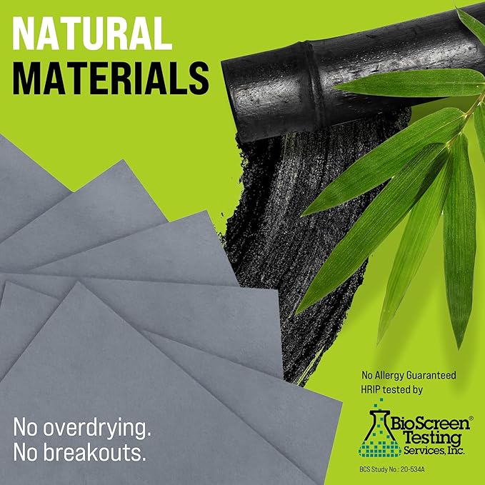 Natural Oil Blotting Sheets for Face with Bamboo Charcoal - 6pk/600 Makeup Friendly Oil Absorbing Sheets for Face - Blotting Papers for Oily Skin - Perfect for Keeping in Purse - Oil Control Film
