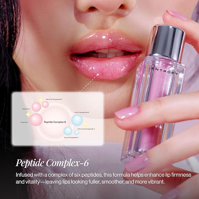 ENTROPY MAKEUP Tulle Lip Gloss, Lightweight 3D Pearl Shimmer, Ultra-Gloss High Shine, Non-Sticky Moisturizing Lip Gloss with Peptide Complex, Silk