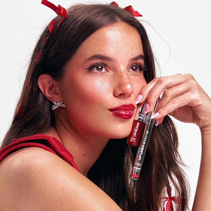 Sacheu Lip Liner STAY-N & Lip Elixir Bundle — Long Lasting Matte Lip Tattoo, Transfer Proof Lipstain Infused with Hyaluronic Acid & Vitamin E, for All Skin Types — RED-Y OR NOT