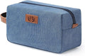 Janhavi Waterproof Travel Bag, Canvas Toiletry Bag for Men, Gifts for Dad, Engraved Initials & Wheat Ear, Groomsmen Gifts, Mens Toiletry Travel Bag, Men's Accessories Organizer (Blue H)