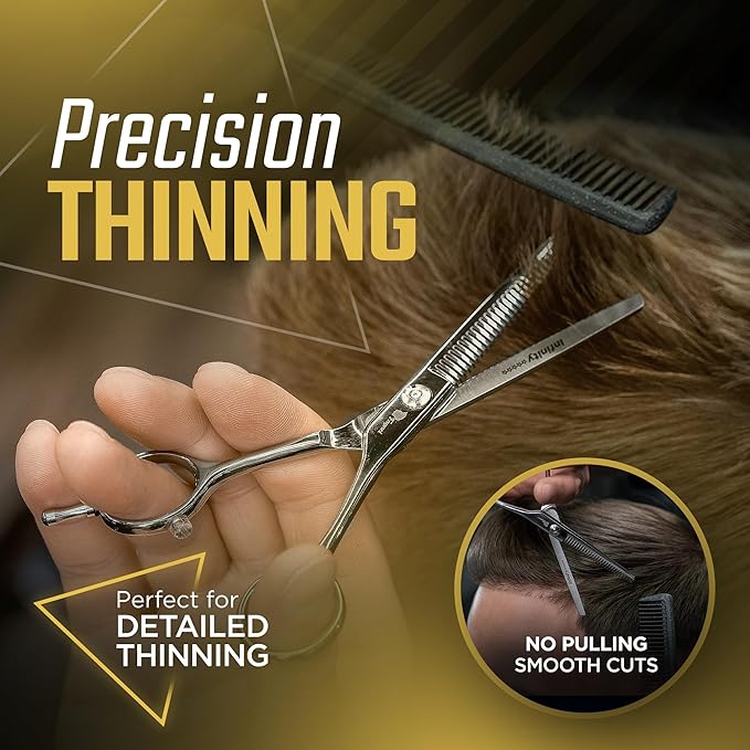 Fagaci 6" Hair Thinning Scissors with 440C Steel, Extreme Sharpness & Precise Cuts, Texturizing Shears, Professional Barber Scissors Set, Slim Blades