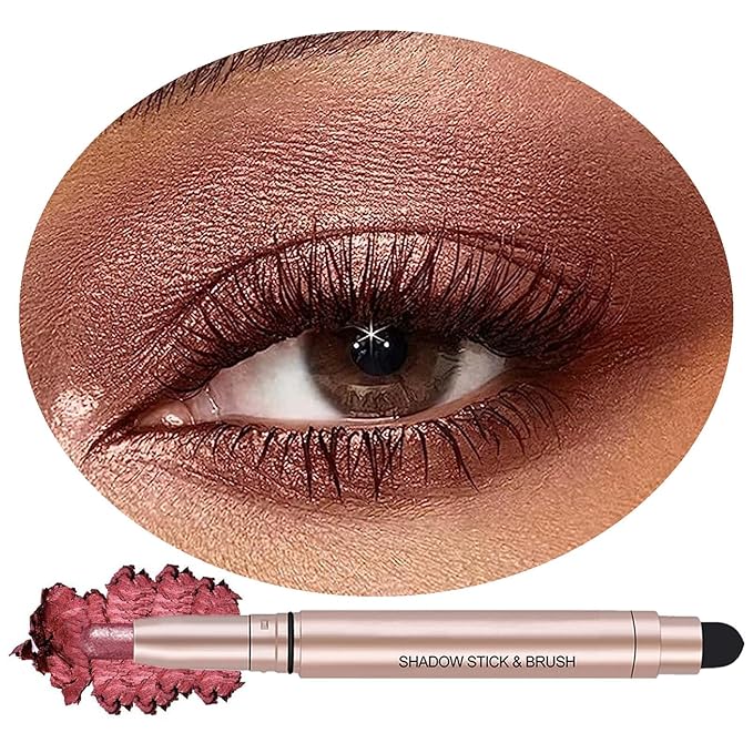 Eyeshadow Stick Makeup, Highlighter Cream Eye Shadow Pencil, Waterproof Hypoallergenic Long Lasting Matte Crayon, Glitter Primer Palette Shimmer Eyeliner Pen, Brownish Red