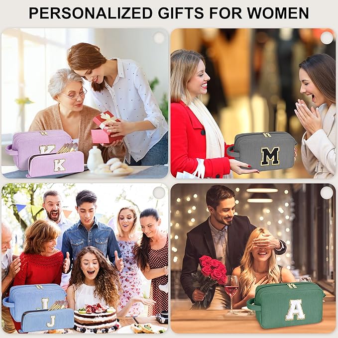 YOOLIFE Initial Travel Makeup Bag Cosmetic Bag - Teen Girl Gifts Trendy Stuff Friend Birthday Gifts for Women Teen Girl Kids