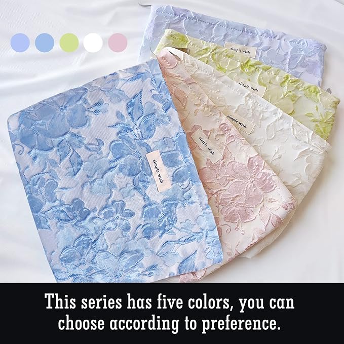 STARDW Aesthetic Floral Makeup Bag Cute Small Cosmetic Bags for Women Girls, Travel Toiletry Bag Large Capacity Zipper Makeup Pouch, Purse Organizer Pouches (Embossed white)