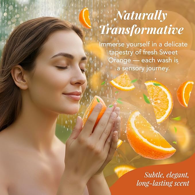 Saavy Naturals Body Wash Sweet Orange Plant-Based Ingredients| Made In USA | Sensitive Skin Body Wash, l Organic & Vegan Formula With Coconut Oil, Shea Butter, And Aloe Vera - 8.5 Fl Oz