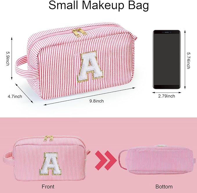 YOOLIFE Birthday Gifts for 6 7 8 9 10 11 12 13 14 15 Year Old Girl, Daughter Gifts, Teen Girl Gifts Trendy Stuff, Initial Makeup Bag, Pink S