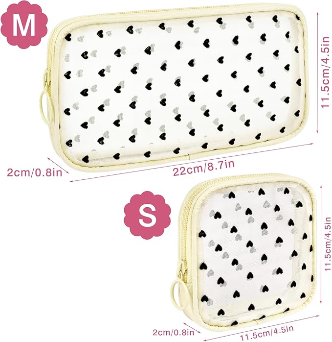 4 Pieces Mini Zipper Nylon Mesh Pouch, Mesh Cosmetic Bags Makeup Bags, Multipurpose Travel Toiletry Bags for Office Supplies and Travel Accessories (Multicolored 01, S)