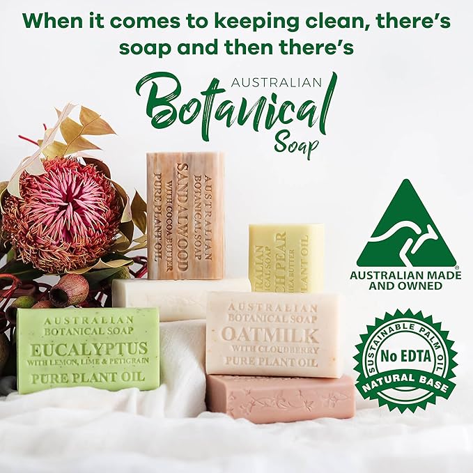 Australian Botanical Soap, Classic Goat Milk and Goat's Milk with Raspberry, 6.6 OZ, Triple Milled Bars made with a Natural Soap Base and Enriched with Organic Shea Butter, Pack of 8