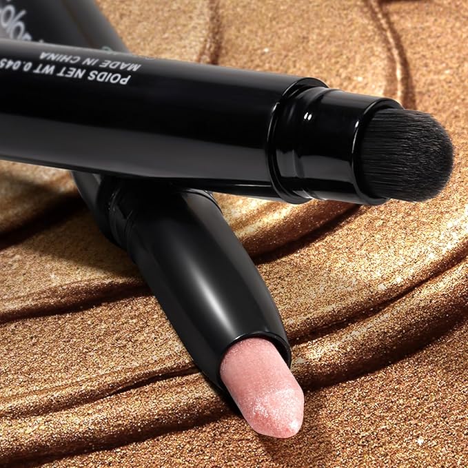 Longwear Cream Eye Shadow Sticks(01 Baby Pink Shimmer),Smudge-Proof, Waterproof Eyeshadow,Silky Formula Glitter With Makeup Brush,Light Pink Sheer Shimmer