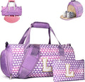 Gifts for Teenage Girl, Girls Travel Duffel Bag, Kids Initial Overnight Bags with Shoe Compartment, Personalized Gym Ballet Dance Bag with Makeup Pouch, Trendy Stuff (Letter L)