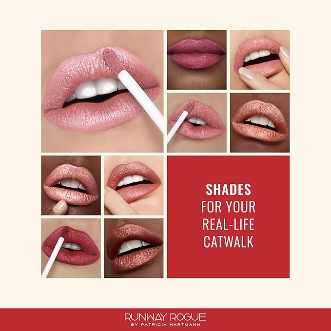 Runway Rogue Silk Glam Liquid Lipstick, Long Wear Frosted Classic Peachy-Nude Lipstick, ‘Paparazzi’