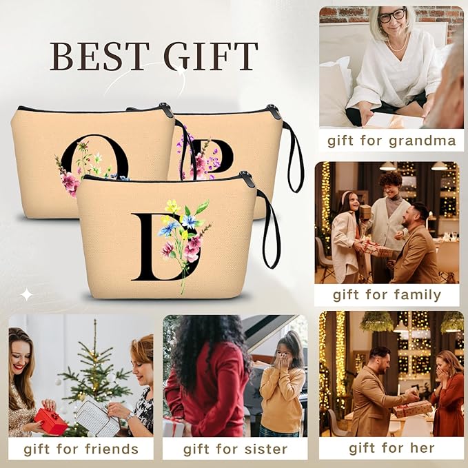 Women Birthday Maid of Honor Monogrammed Gifts for Bride Bridesmaid Sister Friend Her Teacher Makeup Cosmetic Bag with Mirror Mothers Day Christmas Graduation D