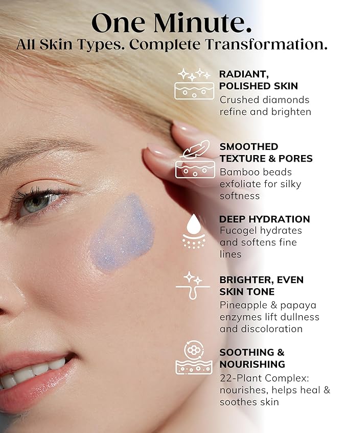 KAPLAN MD Diamond Contour Supercharged 1 Minute Daily Facial - Anti-Aging Serum for Face with Exfoliating Crushed Diamonds & Fruit Enzymes - Radiant & Smooth Skin for Women of All Ages - 3.0 fl oz