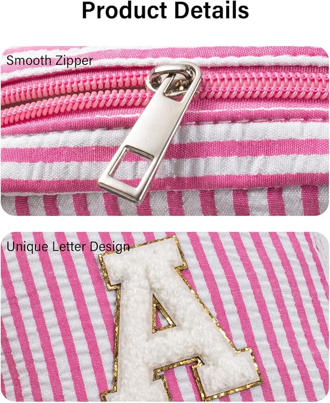 LETGO Birthday Gifts for Mom - Initial Cute Pink Makeup Bag Pouch Gifts for Niece Sister Friend Female Her Mom | Birthday Gifts for Women Daughter | Cosmetic Travel Case Weekend Bag