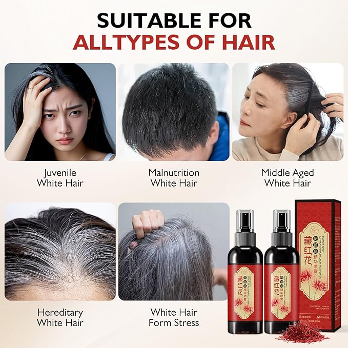 Saffron Hair Spray, Saffron Essence Spray for Hair Care, Nourishing Hair Care, Anti-Loss Root Strengthening, Improve Dryness and Frizz, Leaving Hairs Shiny Non-Frizzy (2 PCS)