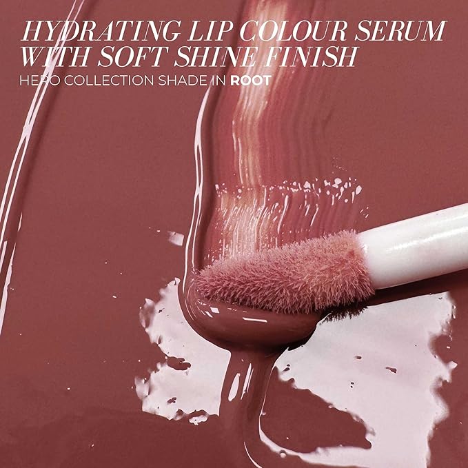 FITGLOW Beauty Lip Colour Serum | Hydrating Lip Gloss | Plumping Anti-Aging Lip Treatment | Natural Shine with Pomegranate Sterols & Collagen | Buildable Color for Dry Chapped Lips | Root - 10g