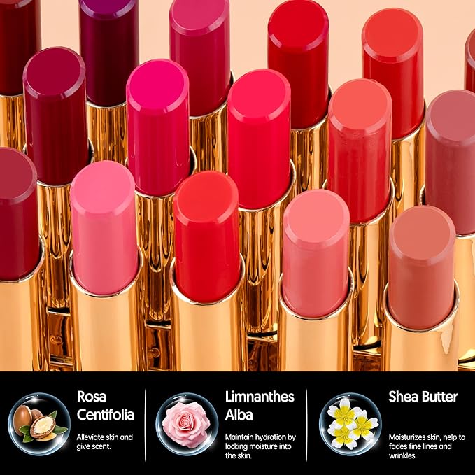 3Pc Moisture Lipsticks for Women Nude Pink Purple Lipstick Hydrate Tinted Lip Balm for Dry Cracked Lips Glossy Lip Color, MA55/62/65