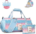 10 Year Old Girl Birthday Gifts, Girls Travel Duffel Bag, Kids Initial Overnight Bags with Shoe Compartment, Initial Duffle Bag with Makeup Pouch, Gift for Grandkids Teens (Letter E)