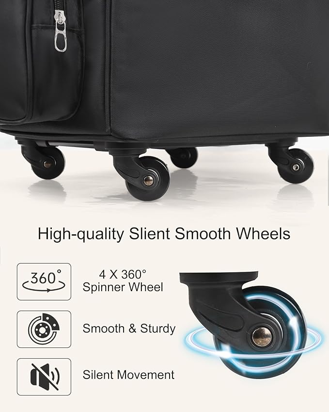 Relavel Rolling Makeup Train Case, Hairstylist Traveling Bag with 4 Wheels, Heat Insulation Full Layer, Adjustable Dividers, Hair Tools and Cosmetics Storage Organizer Trolley Suitcase Makeup Cart