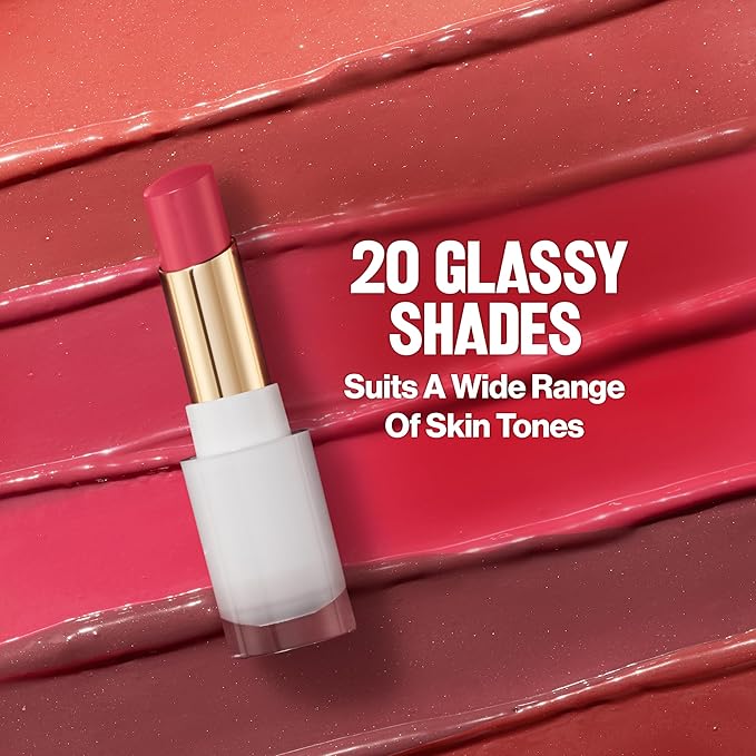 REVLON Super Lustrous Glass Shine Balm, Hydrating Tinted Lipstick, Sheer, Glossy Shiny Finish, 007 Glazed Mauve, 0.11 oz