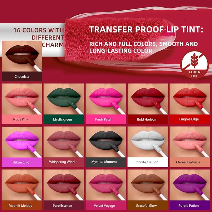 Red-Toned Purple Liquid Lipstick - Long Lasting, Smudge Proof, Transfer Resistant Lip Color, Waterproof, Non-Transfer Formula (Purple Potion)