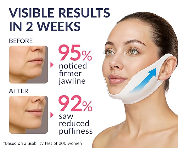 STYLIA V Line Lifting Collagen Face Mask - Lift, Firm & Contour Jawline - Double Chin Strap with Hyaluronic Acid & Aloe Vera - Hydrating Neck & Face Tightening Mask - Chin Strap for Sleeping - 20PC