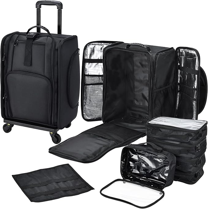 Stagiant Rolling Makeup Case Professional Travel Makeup Organizer Make up Storage Cosmetic Trolley Suitcase Makeup Storage
