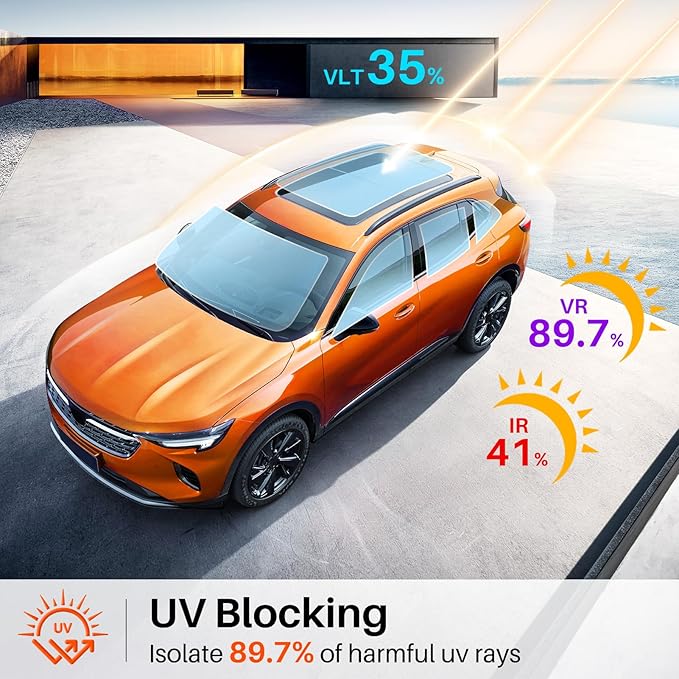 35% Percent Car Window Tint, 35% VLT Nano Ceramic Window Roll 20" Inch x 15'Ft, Automotive Tint for Privacy Sun & Glare Protection UV Heat Blocking, Scratch Resistant 5-Layer