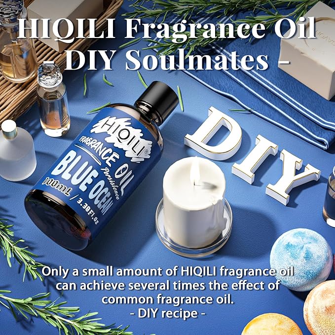 HIQILI Blue Ocean Fragrance Oil 100ml for Diffuser Car Freshies, Clean Fresh Scent for Candle Making Soap Laundry 3.38 Fl Oz