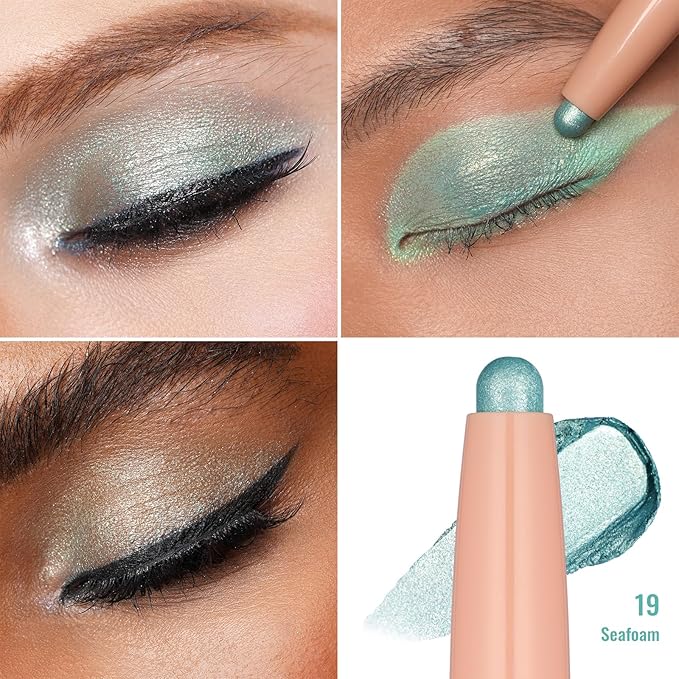 Oulac Eyeshadow Stick Set Smooth & Long Lasting, Twist-up Design Shimmering Glitter Finish, Blendable Eyes Makeup, Vegan & Cruelty-Free 3.8g X 4PCS