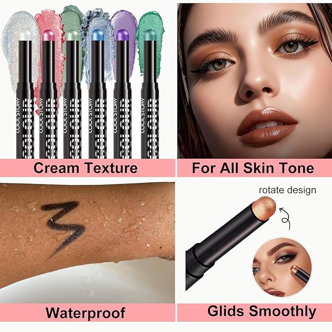 Nude Beige Eyeshadow Stick, Matte Cream Eyeshadow Pencil, High Pigment Waterproof Long Lasting Eye Shadow Pen, Women Multi-Dimensional Eye Highlighter Stick (01#)