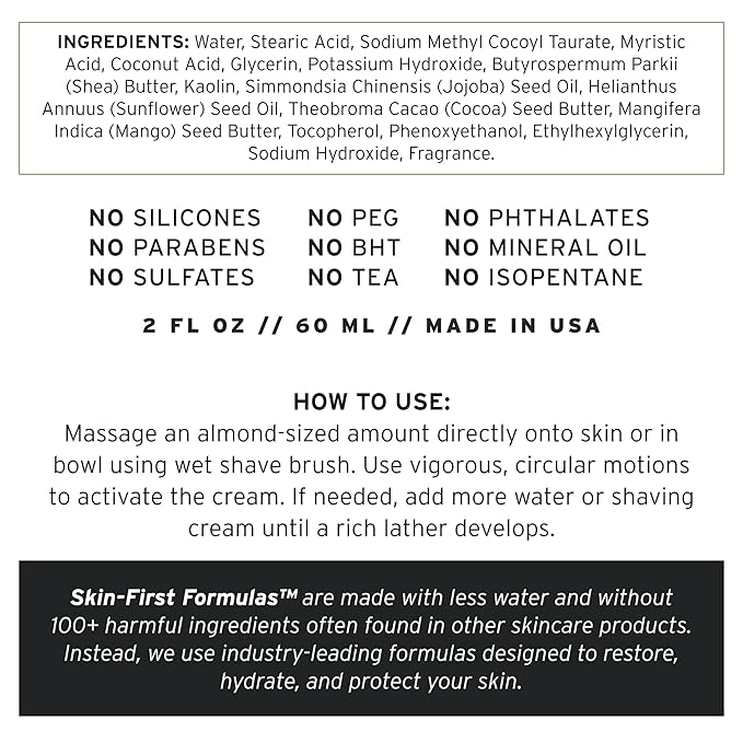 SUPPLY - Ultra Lather Shaving Cream - White Birch & Sage - Lathering, Mens Shaving Cream - Hypoallergenic, Naturally Soothing, Noncomedogenic - Protects Against Razor Burn and Irritation - 3.4 Oz Jar