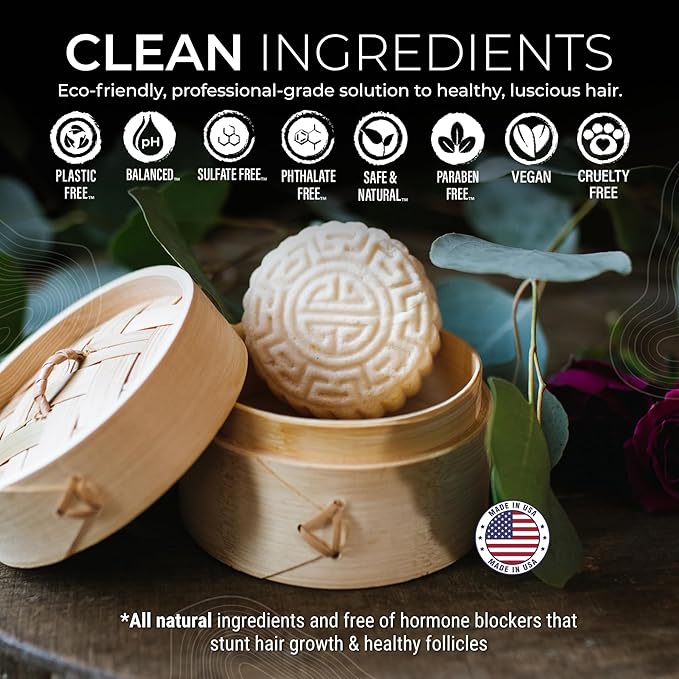 Viori Terrace Garden Shampoo and Conditioner Bar Set Made with Rice Water - Handcrafted Sulfate Free Shampoo and Conditioner
