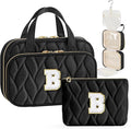 YOOLIFE Gifts for Friends - Friendship Gifts for Women, Travel Toiletry Bag for Women, Hanging Toiletry Bag, Monogrammed Initial Tolietry Pouch Makeup Bag Black - B