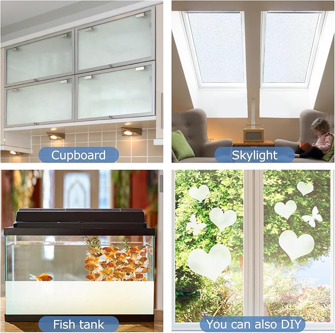 HIDBEA Frosted Window Privacy Film - Non Adhesive Static Cling Glass Stickers Sun UV Blocking Heat Control Door Covering Decals for Home Office, 17.5 x 78.7 Inch