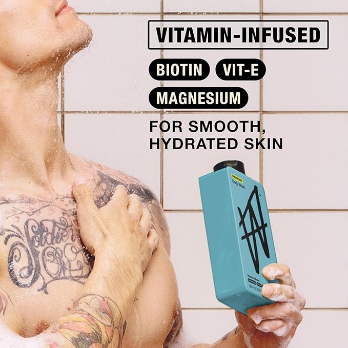 W By Jake Paul Exfoliating Body Wash for Men, Vitamin-Infused, Hydrating Shower Gel, Wave Breaker, 18 fl oz (Pack of 2)
