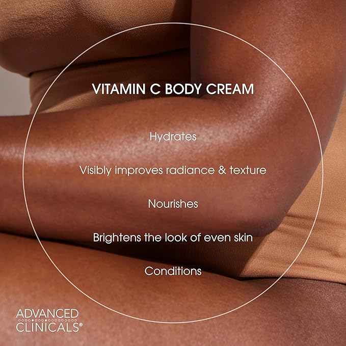 Advanced Clinicals Retinol Body Lotion + Brightening Vitamin C Lotion 2pc Skincare Set For Women & Men | Body Cream & Face Moisturizer Set Helps Improve The Look Of Dark Spots & Uneven Skin Tone, 2PC
