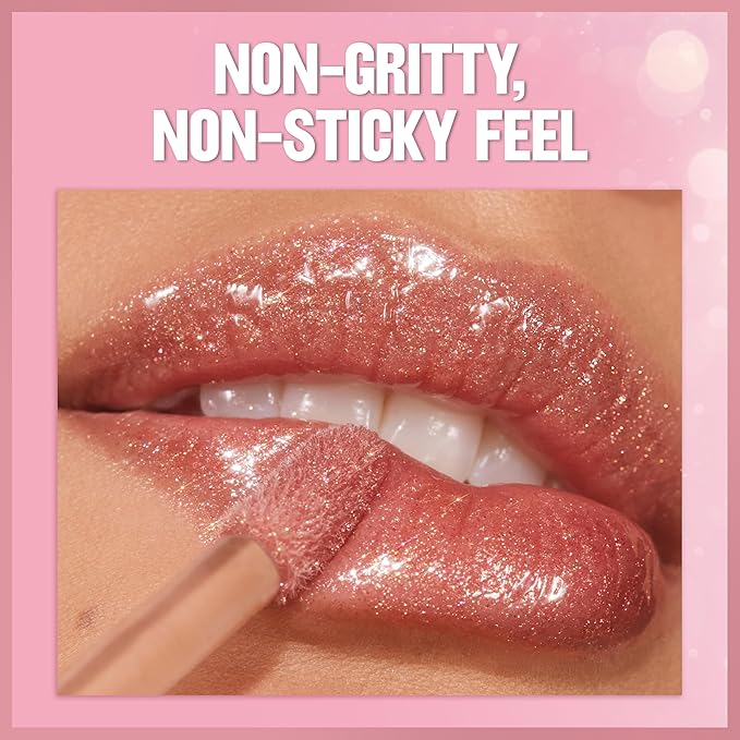 REVLON Super Lustrous Glimmer Gloss, Non-Sticky Lip Gloss, High-Shine Finish, Plant-Based Glitter, 006 Bronze Spark, 0.13 fl oz