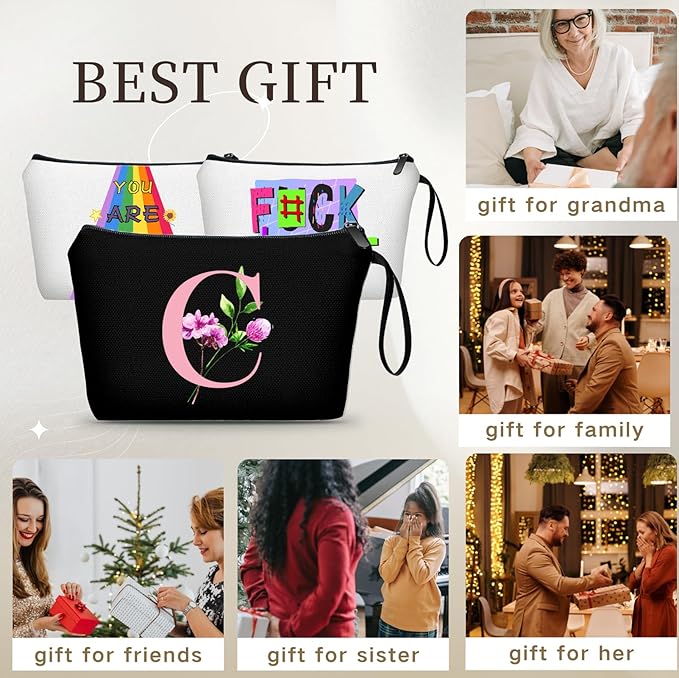 Happy Birthday Friendship Womens Bridesmaid Coolest Gifts for Sister Teacher Coworkers Personalized Travel Makeup Cosmetic Bag with Mirror Valentines Mothers Day Christmas Graduation C