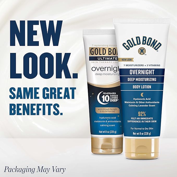 Gold Bond Overnight Deep Moisturizing Lotion, 8 oz., Skin Therapy Lotion With Calming Scent