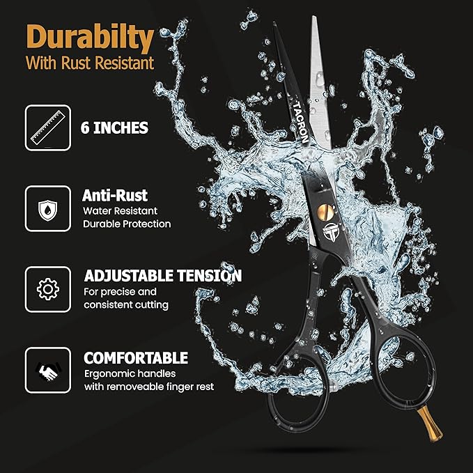Professional Hair Scissors 6.5 Inch - Premium High Carbon Stainless Steel - Ergonomic Design Ultra Sharp Hair cutting Scissors Blades - Barber Salon Hair Shears for Haircut Scissors
