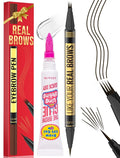 Vevivia Eyebrow Pen - Eyebrow Gel Clear, Dual-Ended Eye Brow Pencils for Women with 4-Fork-Tip and Precise Brush-Tip for Natural Hair-Like Strokes, Last All Day Eyebrow Pencil, Black Brown