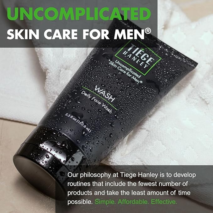 Tiege Hanley Daily Face Wash for Men, Gentle Fragrance-Free Cleanser with Jojoba Oil, Aloe, & Vitamin B3, Hydrating Foaming Formula for Deep Clean, Gentle on Sensitive Skin, Men’s Skin Care, 5.5 Fl Oz