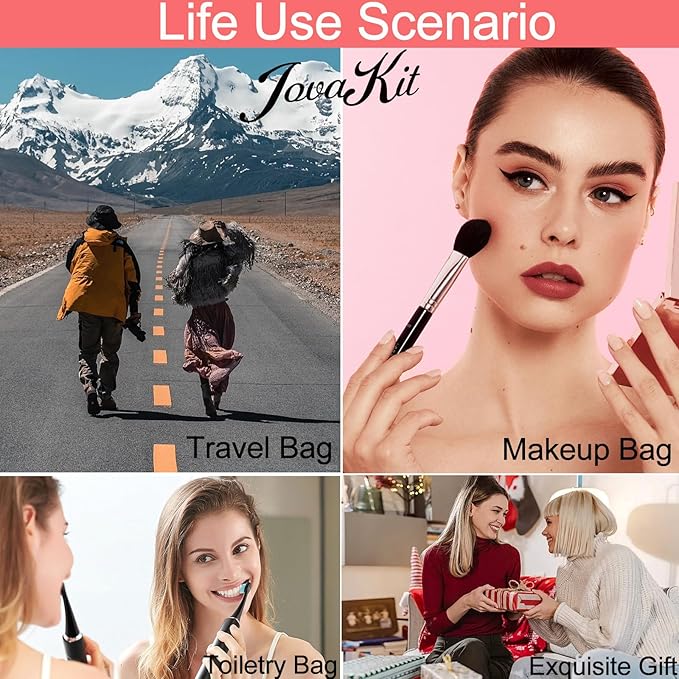 JOVAKIT Alphabet Makeup Bag Cosmetic Bag for Women, Christmas Gifts for Girls Age 6-18, Floral Flowers Coquette Travel Toiletry Zipper Make Up Pouch Organizer Trendy Stuff (Pink Floral T)